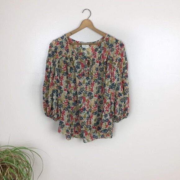 [Pins and needles] Anthro Floral Sheer Blouse - Picture 1 of 7